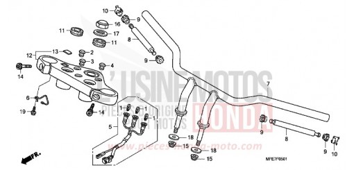 TUBO MANUBRIO/PONTE SUPERIORE (VT750C2B) VT750C2BA di 2010